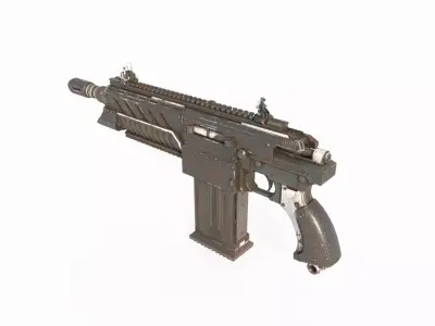 Future wasteland style submachine gun 3D model