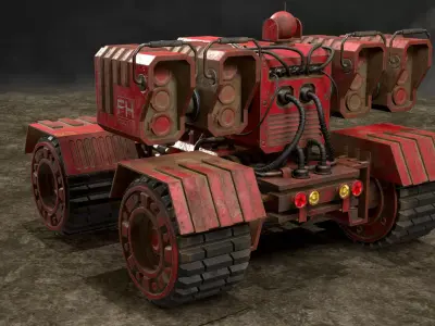 UGV Concept-3-Red-Rusty Low-poly 3D model