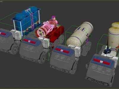 Anti-vehicle fire truck with water tanks 3D model