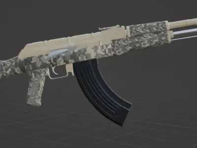 AK - 47 low poly rifle Low-poly 3D model