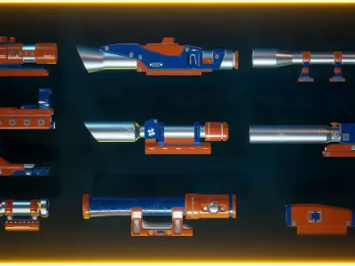 Modern SciFi Rifles Bundle Low-poly 3D model