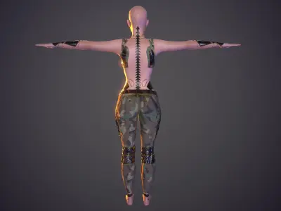 Girl T Pose Quad Mesh game ready pbr Rigged Lowpoly Low-poly 3D model