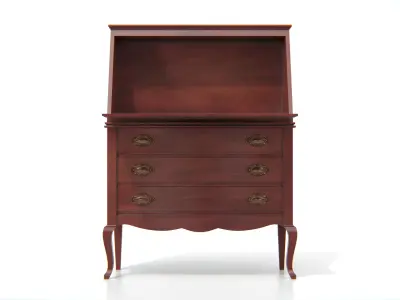 Antique Secretary Desk with Drawers Low-poly 3D model