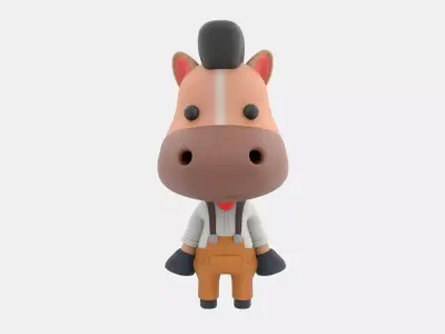 Cute Horse 3D Illustration 3D model buy