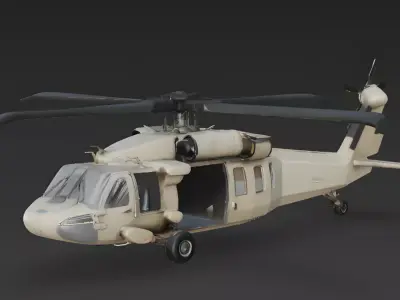 Realistic Military Utility Helicopter 3D Model Low-poly 3D model