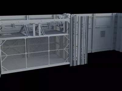 Service Elevator and Shaft 3D model