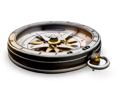 Realistic Silver and Gold Compass Low-poly 3D model