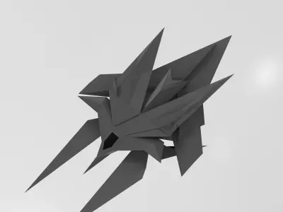 Retro Gundam-ish Stealth Ship Low-poly 3D model
