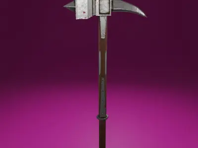 Hammer PBR low poly game ready axe Low-poly 3D model