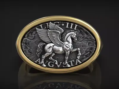 Roman Legion Avgusta Pegasus Winged Horse Antique Ring 3D print model