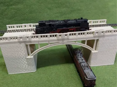 Concrete Double Track Railway Viaduct High 1-87 FDM 3D print model