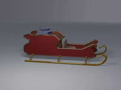 Simple cartoon Sleigh Free 3D model
