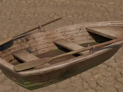 Wooden Boat Low-poly  Low-poly 3D model