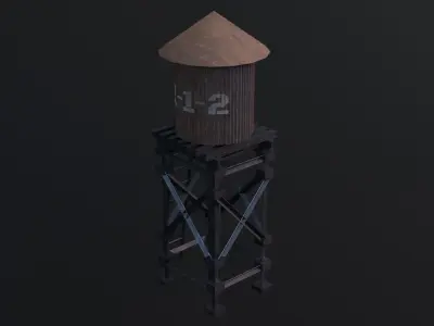 Water Tank - Game Ready - Low Poly - PBR 3D Model Low-poly 3D model