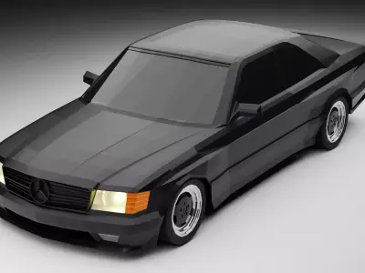 Mercedes-Benz 560 SEC Coupe AMG Low-poly 3D model
