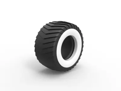 Pulling truck Whitewall tire 2 Scale 1 to 25 3D print model
