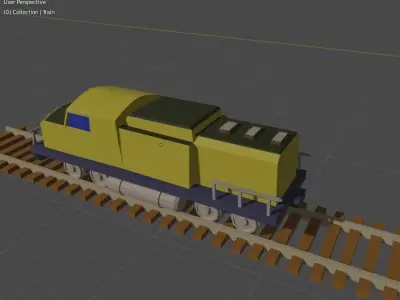 Low Poly Cargo Train Low-poly 3D model