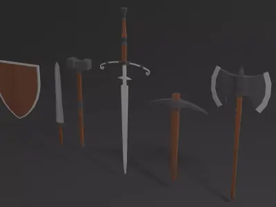 Simple Medieval Weapon Pack Low-poly 3D model