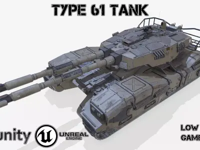 Type 61 tank Low-poly 3D model