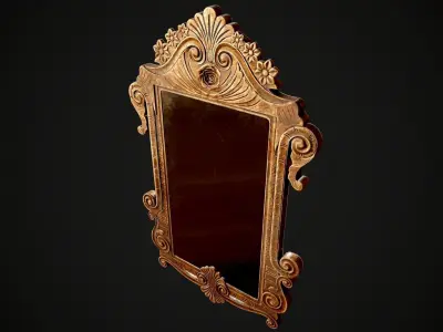 Victorian Worn Wall Mirror Low-poly 3D model