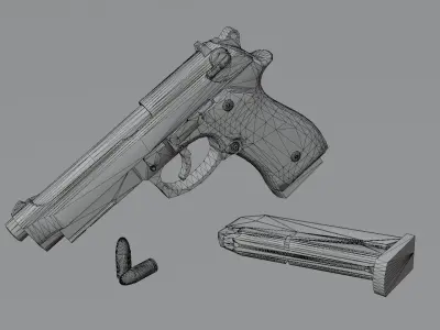 Beretta M9A1 9mm Handgun Low-poly 3D model