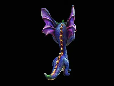 cute little dragon cartoon stylized 3D model