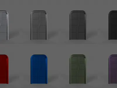 PBR Sci-Fi Door 1 Low-poly 3D model