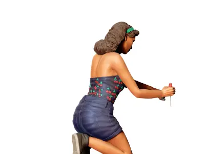 A woman working on a VW Beetle 3D print model