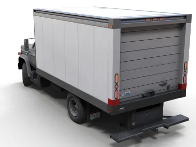 80s Industrial box truck Low-poly 3D model