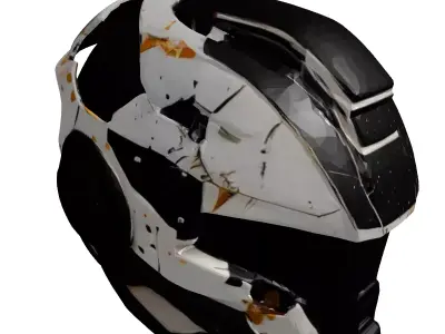 Damaged SciFi Helmet 3D Model 3D model purchase