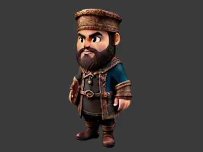 Medieval Traveler Low-poly 3D model