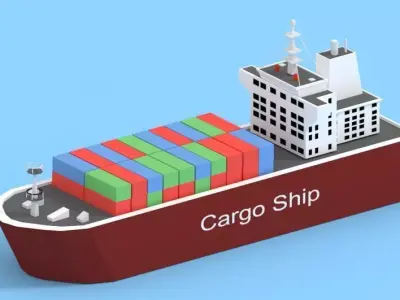 Low Poly Cargo ship Game Ready  Low-poly 3D model