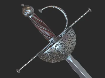 Rapier medieval sword 3D model