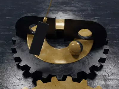 Animated Mechanical gears 3D - realistic FREE Free 3D model