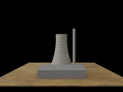Nuclear Power Station 3D Model Low-poly 3D model