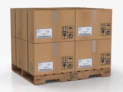 Pallet with Boxes T2 Low-poly 3D model