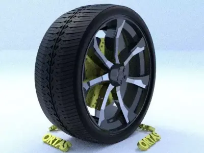 ORTAS CAR RIM 21 GAME READY RIM TIRE AND DISC 3D model