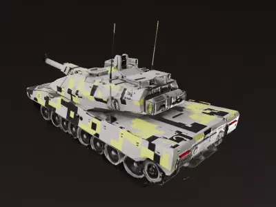 Urban Camo Battle Tank 3D Model Low-poly 3D model