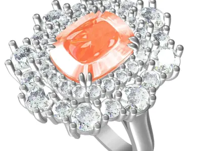 Antique Diamond Flower Vintage Ring 3D print model