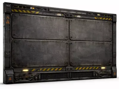 Sci-Fi Industrial Wall Panel Door - PBR Low Poly Game Ready Low-poly 3D model