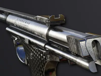 Automag Pistol with Rifle Modification Low-poly 3D model