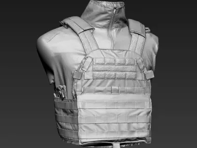 Tactical vest Low-poly 3D model 7