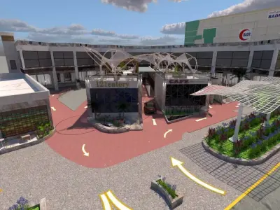 Commercial Courtyard Retail Center A29 DWG SketchUp 3D model