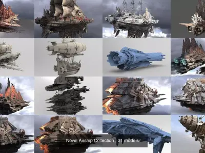 Novel Airship Collection 3D Model Pack