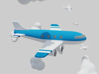 Cartoon jet Low-poly 3D model