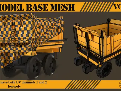 10 Wagon models Base Mesh - VOL01 Low-poly 3D model
