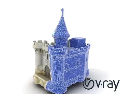 Underwater Castle Turret Stone model pack Low-poly 3D model