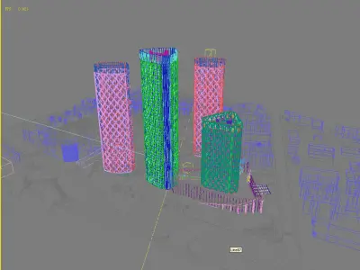 Architecture skyscraper in middle of city 3D model