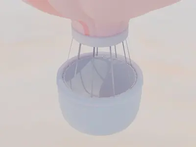 Hot Air Balloon Low-poly 3D model 2