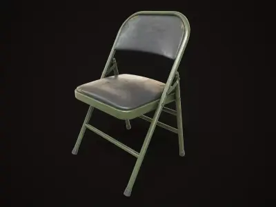  Metal folding chair Low-poly 3D model